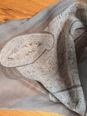 Cacharel Silk Grey Pink Paisley Scarf